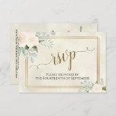 Blasspfirsich oder weiße Rosen Elegantes Boho Hoch RSVP Karte (Vorne/Hinten)