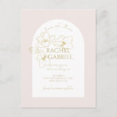 Blasspink | Boho Arch Gold Floral Wedding Postkarte (Vorderseite)