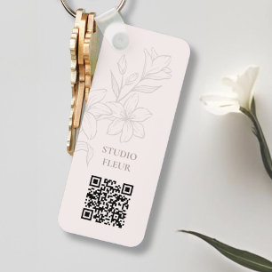 Blasspink Chic Minimal Floral QR Schlüsselanhäng Schlüsselanhänger