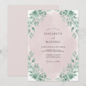 Blassrosa Blätterhochzeit Einladung (Vorne/Hinten)