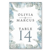 Blassrosa Blaue Wasserfarbe Botanisch Tischnummer (Rückseite)