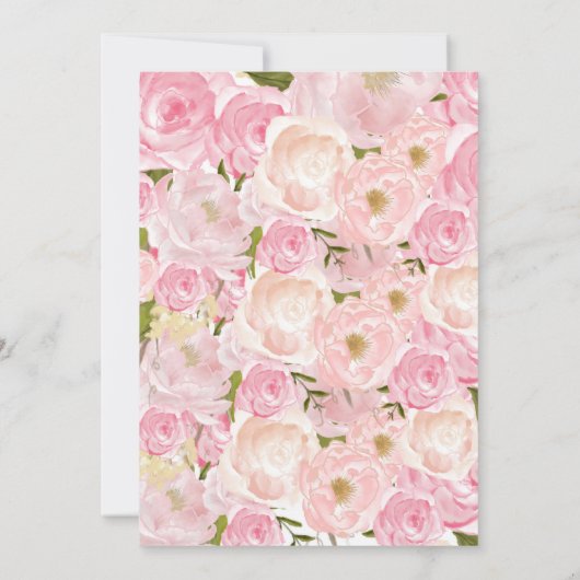 Blassrosa Blume Brautdusche Einladung (Rückseite)