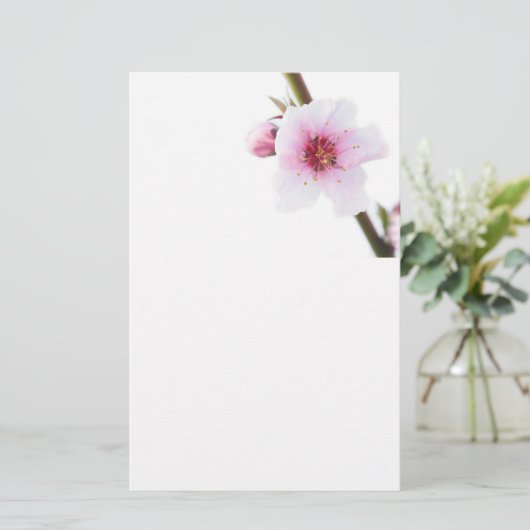 Blassrosa Blume Briefpapier (Stehend Vorderseite)
