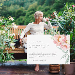 Blassrosa Blumen Trauer Beileid Danksagung Dankeskarte