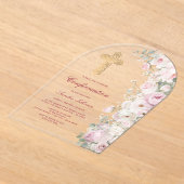 Blaßrosa Blumenbogen Konfirmation Acryleinladungen (Ablage )