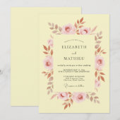 Blassrosa Blumenhochzeit Einladung (Vorne/Hinten)