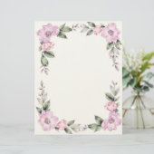Blassrosa Blumenrand Schreibwarenpapier Briefbogen (Stehend Vorderseite)
