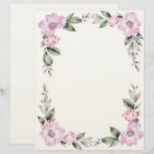 Blassrosa Blumenrand Schreibwarenpapier Briefbogen (Vorne/Hinten)