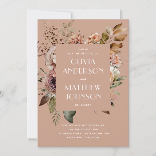 Blassrosa Blütenhochzeit - QR-Code Einladung (Vorderseite)