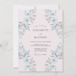 Blassrosa Celeste Gemalte Hochzeit Einladung