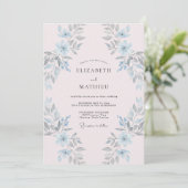 Blassrosa Celeste Gemalte Hochzeit Einladung (Stehend Vorderseite)
