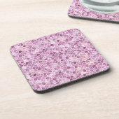 Blassrosa Cobbled Patchwork Terrazo Muster Getränkeuntersetzer (Linke Seite)