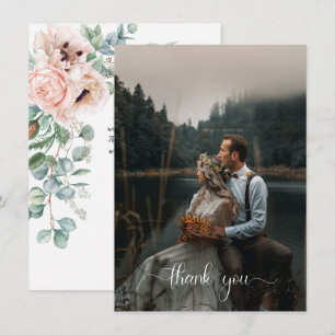 Blassrosa Elfenbein Blumen Foto Danke Einladung