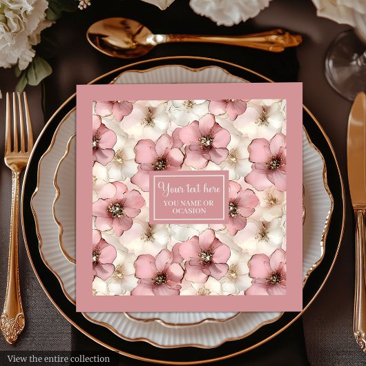Blassrosa Florale Serviette Chic Monogramm Benutze