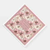 Blassrosa Florale Serviette Chic Monogramm Benutze (Ecke)