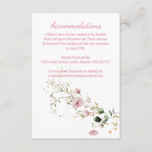 Blassrosa florale Umhüllung Begleitkarte (Vorderseite)