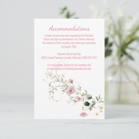 Blassrosa florale Umhüllung Begleitkarte (Stehend Vorderseite)