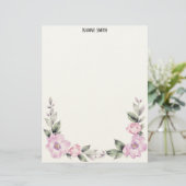 Blassrosa florale untere Randbriefpapier Briefbogen (Stehend Vorderseite)