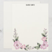 Blassrosa florale untere Randbriefpapier Briefbogen (Vorne/Hinten)