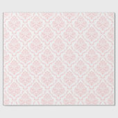 Blassrosa florales Damastmuster auf Weiß Geschenkpapier (Flach)