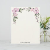 Blassrosa florales oberes Rand Briefpapier (Stehend Vorderseite)