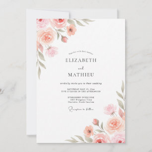 Blassrosa Gemalte Hochzeit Einladung