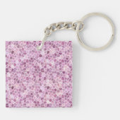 Blassrosa gepflastertes Patchwork-Terrazzo-Muster Schlüsselanhänger (Rückseite)
