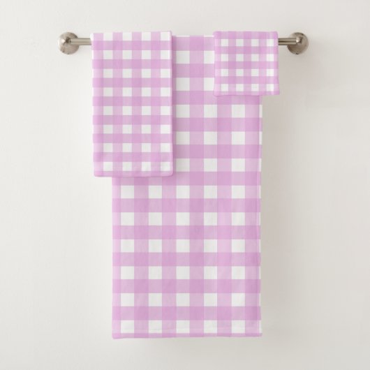 Blassrosa Gingham Badhandtuch Set (Insitu)