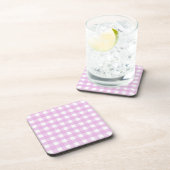 Blassrosa Gingham Getränkeuntersetzer (Rechte Seite)