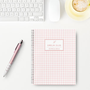 Blassrosa Gingham Grandmillennial Monogramm Name N Notizblock