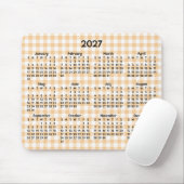 Blassrosa Gingham Whimsical 2027 Kalender Mousepad (Mit Mouse)