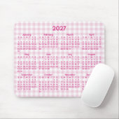 Blassrosa Gingham Whimsical 2027 Kalender Mousepad (Mit Mouse)