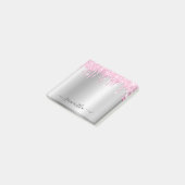 Blassrosa-glitzer-tropfen Silber-Schimmer Post-it Klebezettel (angewinkelt)