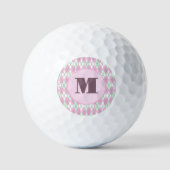 Blassrosa grüner Argyle mit individuellem Monogram Golfball (Vorderseite)