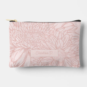 Blassrosa Grunge mit Namen und Chrysanthemen Zubehörtasche