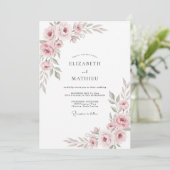 Blassrosa Hochzeit Einladung (Stehend Vorderseite)