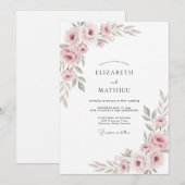 Blassrosa Hochzeit Einladung (Vorne/Hinten)