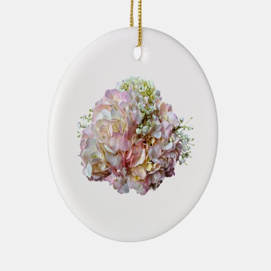 Blassrosa Hydrangea mit Babyatmung Keramik Ornament (Rechts)