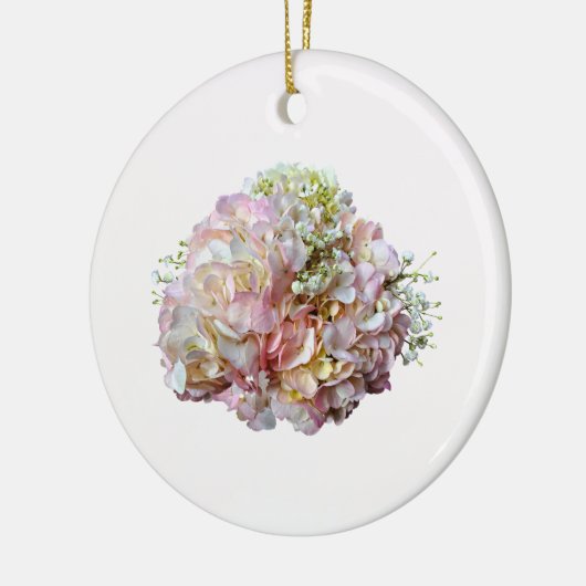 Blassrosa Hydrangea mit Babyatmung Keramik Ornament (Links)