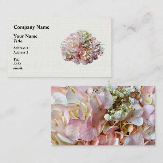 Blassrosa Hydrangea mit Babyatmung Visitenkarte (Vorne/Hinten)