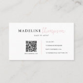 Blassrosa Kalligrafie Typografie QR-Code Visitenkarte (Rückseite)