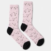 Blassrosa Katzen-Linienkunst-Muster Socken (Rechts)