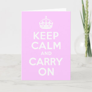 Blassrosa Keep Calm and Carry On Karte
