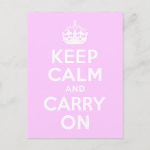 Blassrosa Keep Calm and Carry On Postkarte