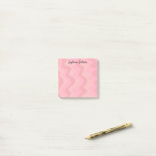 Blassrosa Kurven CUSTOM Chic Monogram Personalisie Post-it Klebezettel (Auf Schreibtisch)