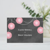 Blassrosa Laternen auf Chalk UAWG RSVP Karte (Stehend Vorderseite)