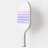 Blassrosa Lila blaue Streifen Personalisierter Tex Pickleball Schläger (Links)