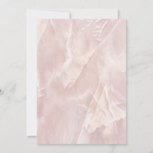 Blassrosa Marmor geometrische Kalligraphie Quince Einladung (Rückseite)