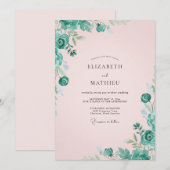 Blassrosa Minzblatt-Hochzeit Einladung (Vorne/Hinten)