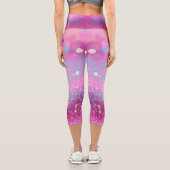 Blassrosa mit Glitzer-Effekt Capri Leggings (Rückseite)